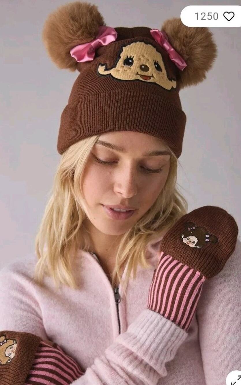 Monchhichi Cold Weather Knit Beanie & Glove Set